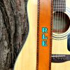 Personalized Leather Guitar Strap with Turquoise Letters
