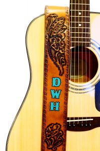 Desert Flower Personalized Leather Guitar Strap