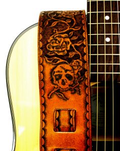 Skull & Roses Guitar Strap with Name
