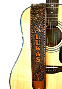 Personalized Hibiscus Flower Leather Guitar Strap