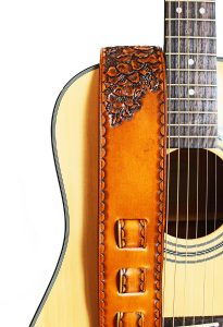 Personalized Hibiscus Flower Leather Guitar Strap