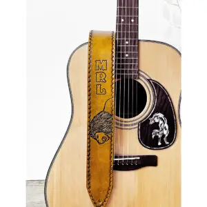 Lion Custom Leather Guitar Strap