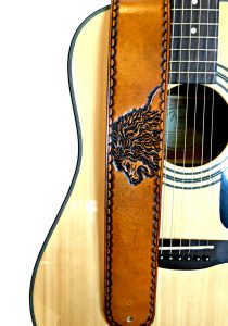 Leather Lion Guitar Strap