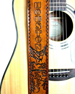 River in the Mountain Personalized Leather Guitar Strap