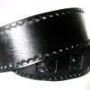 Black Leather Guitar Strap with Scallop Border