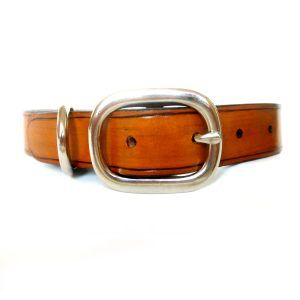 Tan Leather Dog Collar for Medium or Large Dogs