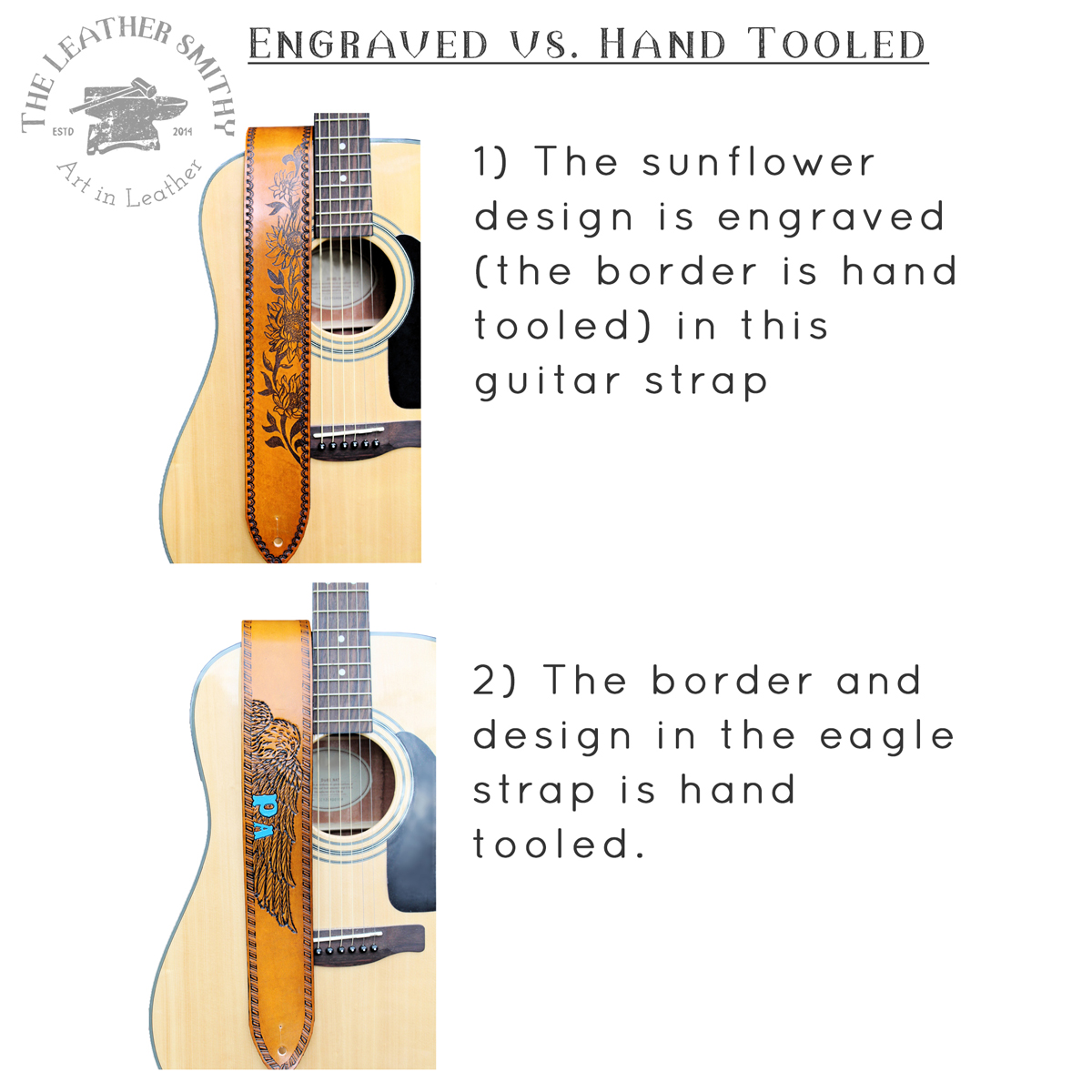 Engraved Vs. Hand Tooled Leather Guitar Strap Styles