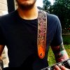 Dragon Samuari Leather Guitar Strap with Name