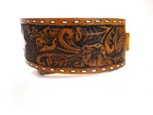 Western Wildflower Hand Tooled Leather Guitar Strap with Painted Name or Initials