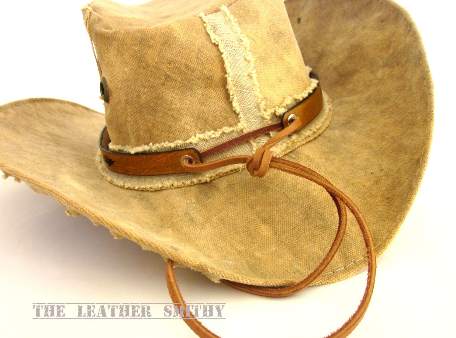Rope Stamp Leather Hat Band with Buckle