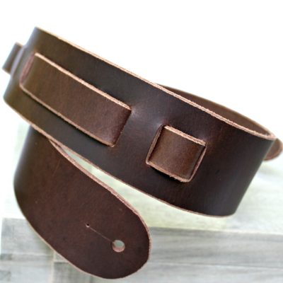 Distressed Dark Brown Buffalo Leather Guitar Strap