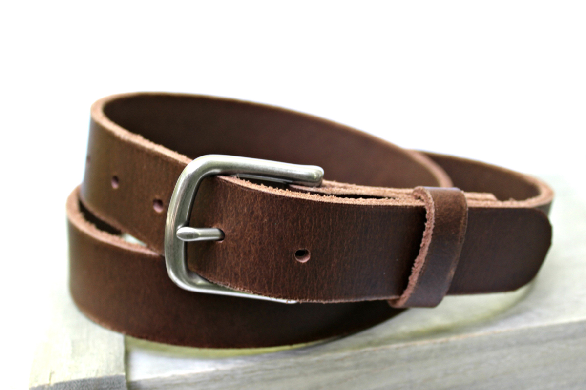 Men’s Heavy Duty Distressed Buffalo Brown Leather Belt
