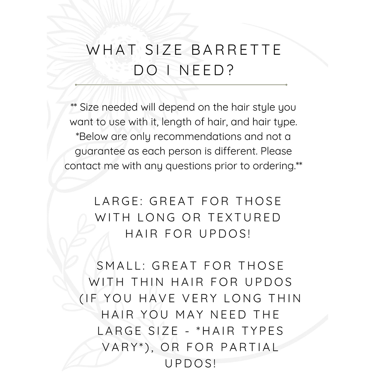 Hair Barrette Size Recommendations