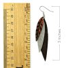 Brown Grey Leather Feather Earrings Measurement