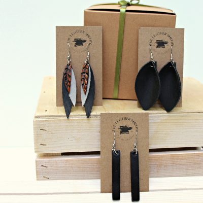 Gift Set Pack of 3 Leather Earrings with Gift Box
