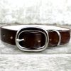 Brown Tooled Leather Dog Collar