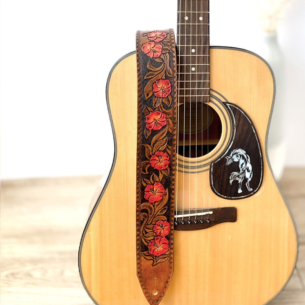 Guitar Strap, 2024 Hand-tooled Leather, Adjustable, Original Design