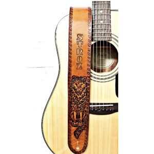 Personalized Wolf Leather Guitar Strap