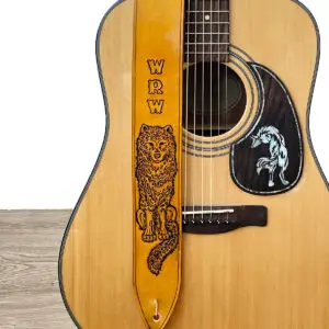 Personalized Wolf Hand Wolf Leather Guitar Strap