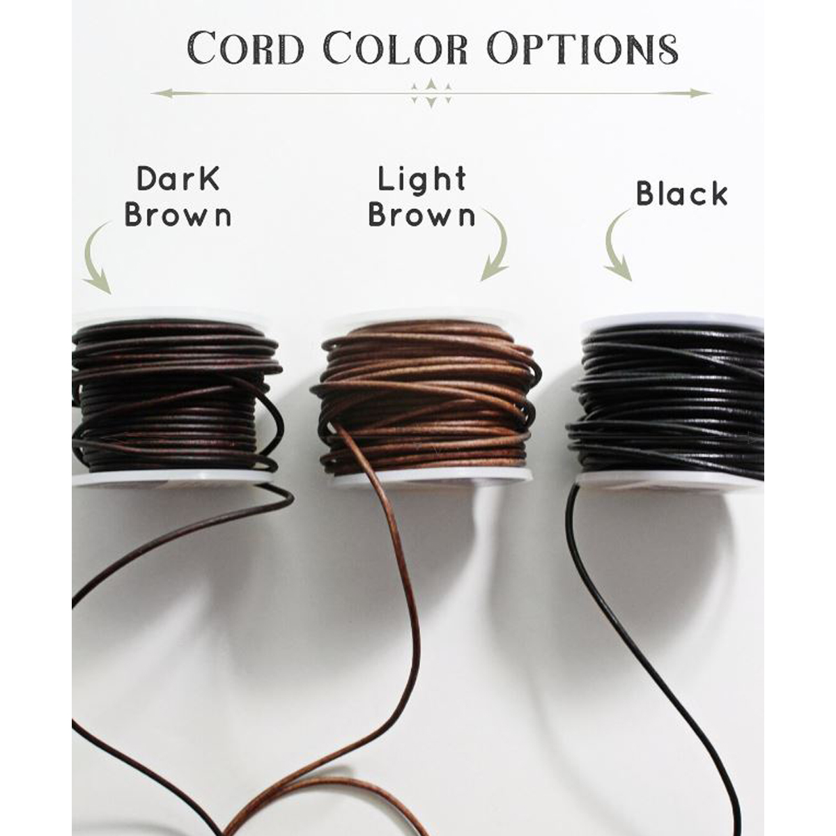 Leather Necklaces Cord Color Options, Light Brown, Dark Brown, Black