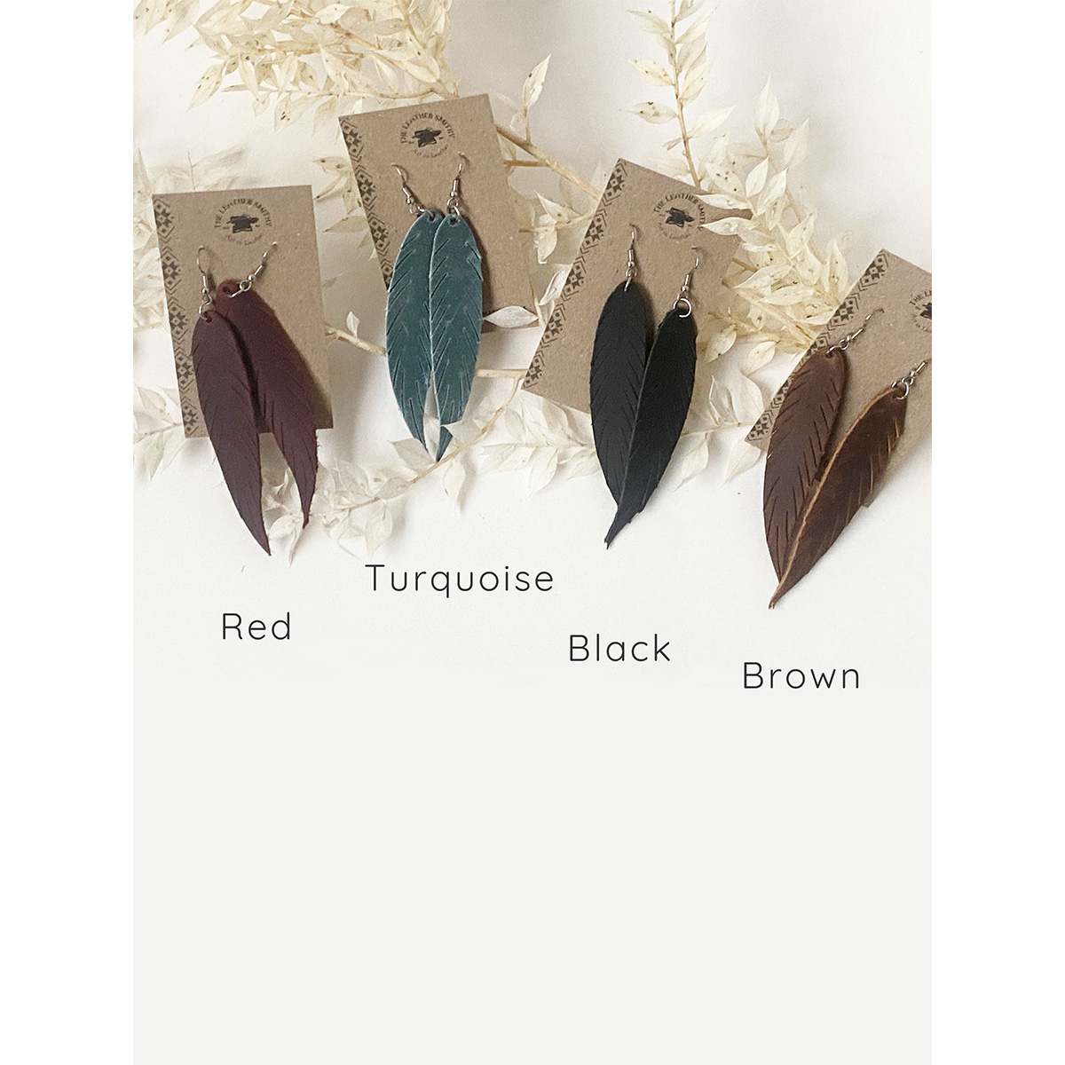 Long Feather Turquoise Earrings