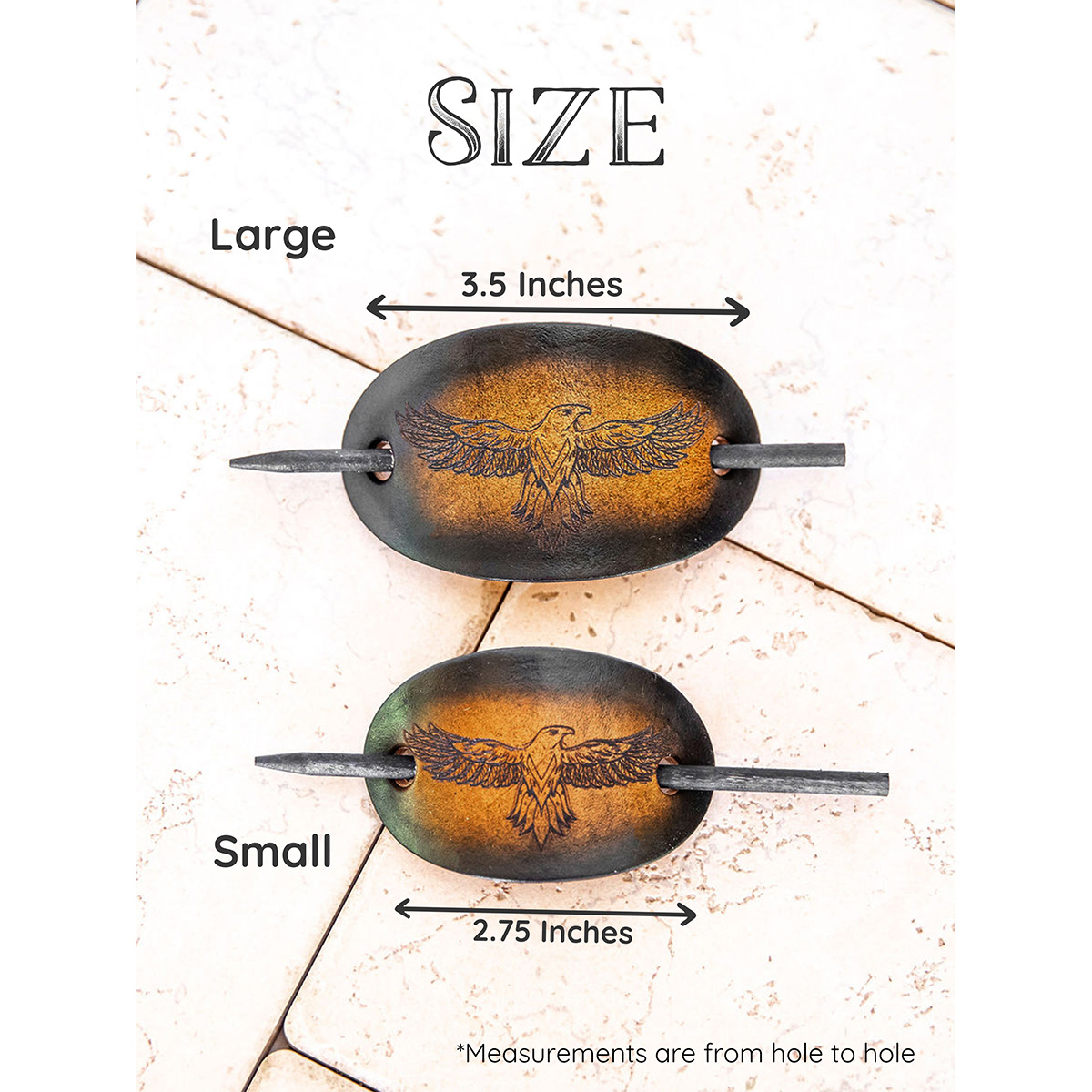 Leather Hair Slide Size Options