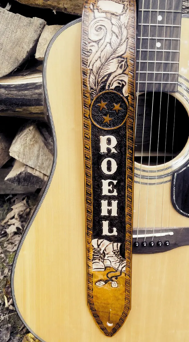 dog tag soldier leather guitar strap